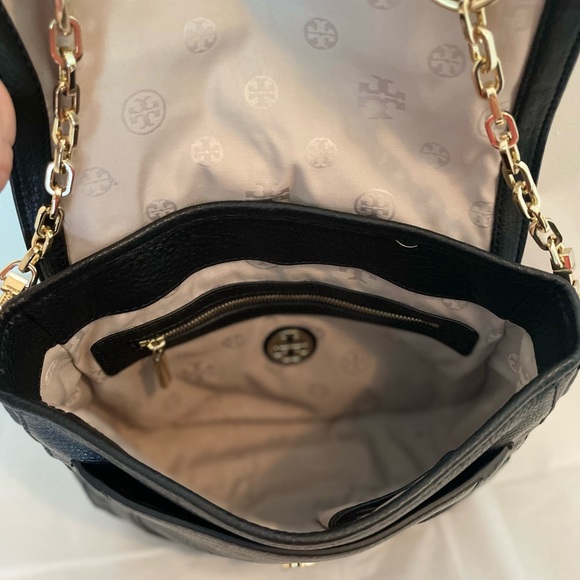 Tory Burch Black Leather Crossbody with Gold Chain - Picture 9 of 12